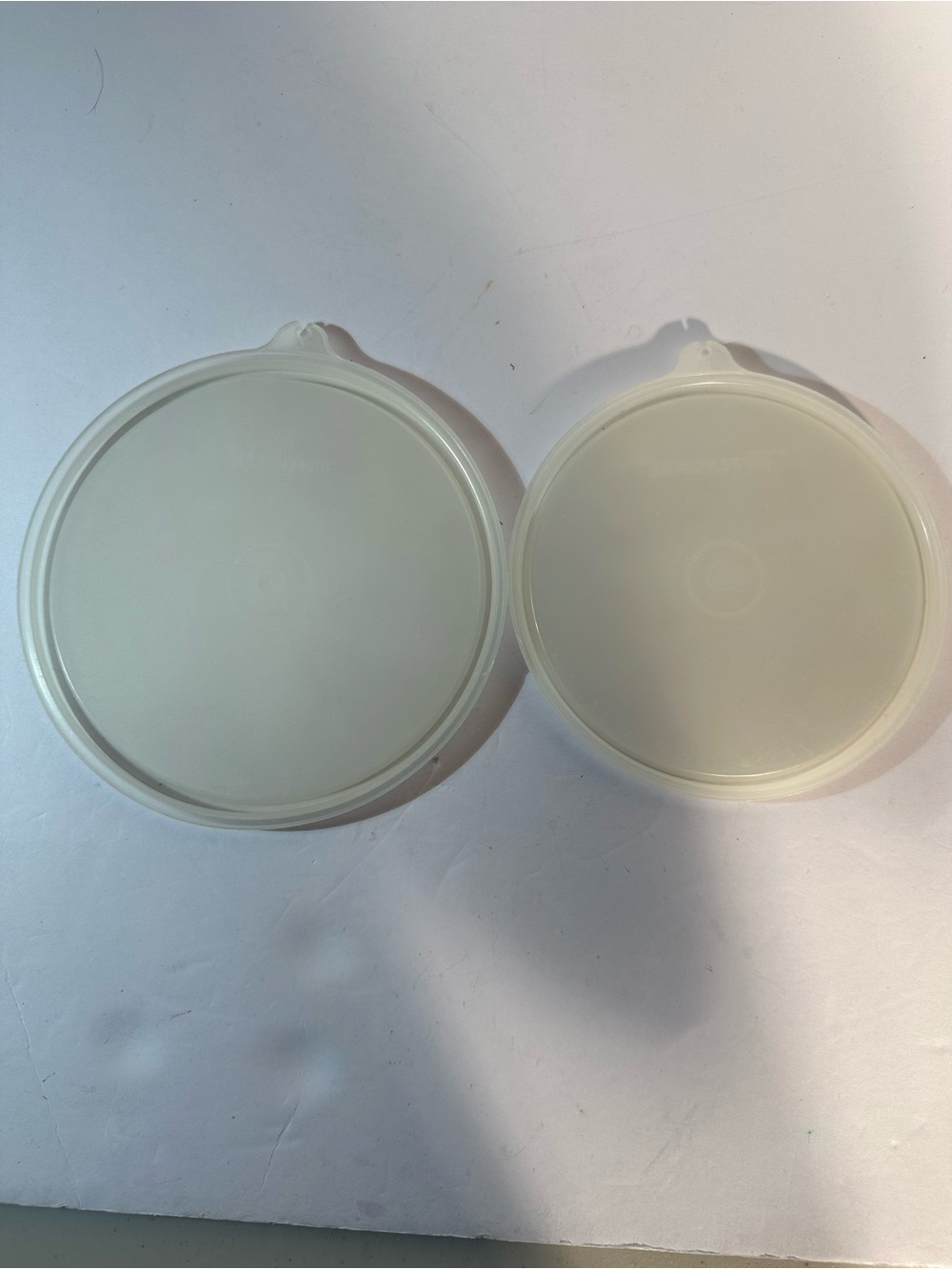 Vintage Lot Of 2 Tupperware Sheer Clear Replacement Lids 227 & 238 Preowned - Picture 8 of 8